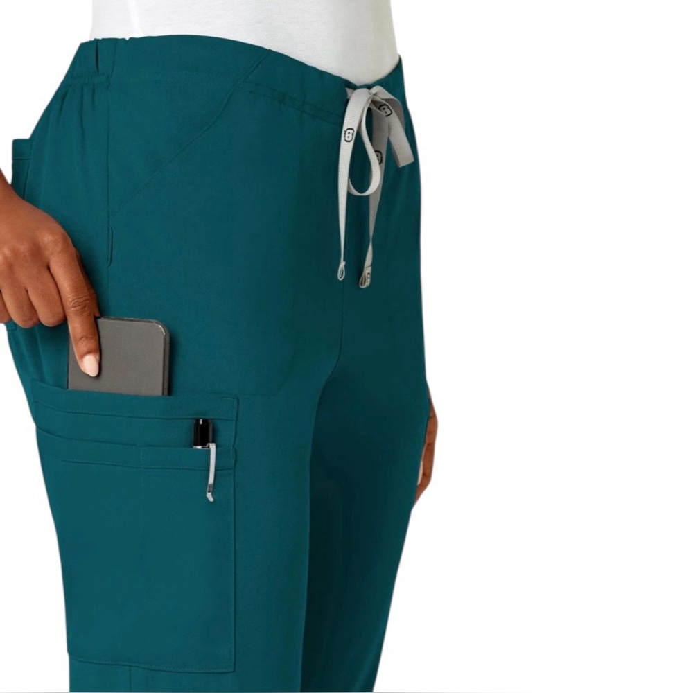 WonderWink Pro Women's Flare Leg Cargo Pant Khaki Color XL Petite NEW Style 5319 - Picture 8 of 15
